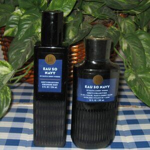 BBW Mens Eau So Navy Cologne Mist & 3 In 1 Hair Face & Body Wash Lot of 2 NEW